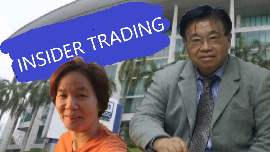 Lee Swee Eng, CEO of KNM Group Berhad, in a business suit at a corporate meeting, facing insider trading allegations.