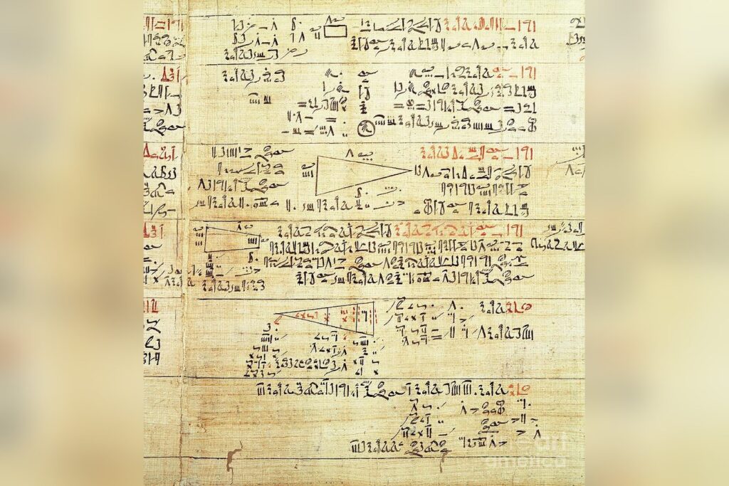 Ancient Papyrus With Geometric Drawings Roman Egyptian